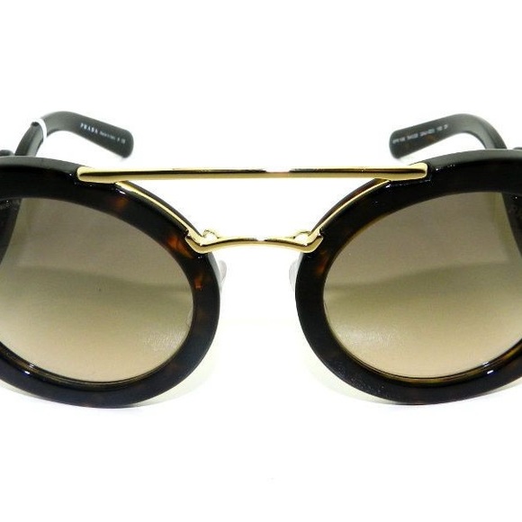 PRADA SUNGLASSES SPR 13s TORTOISE WITH GOLD ACCENTS